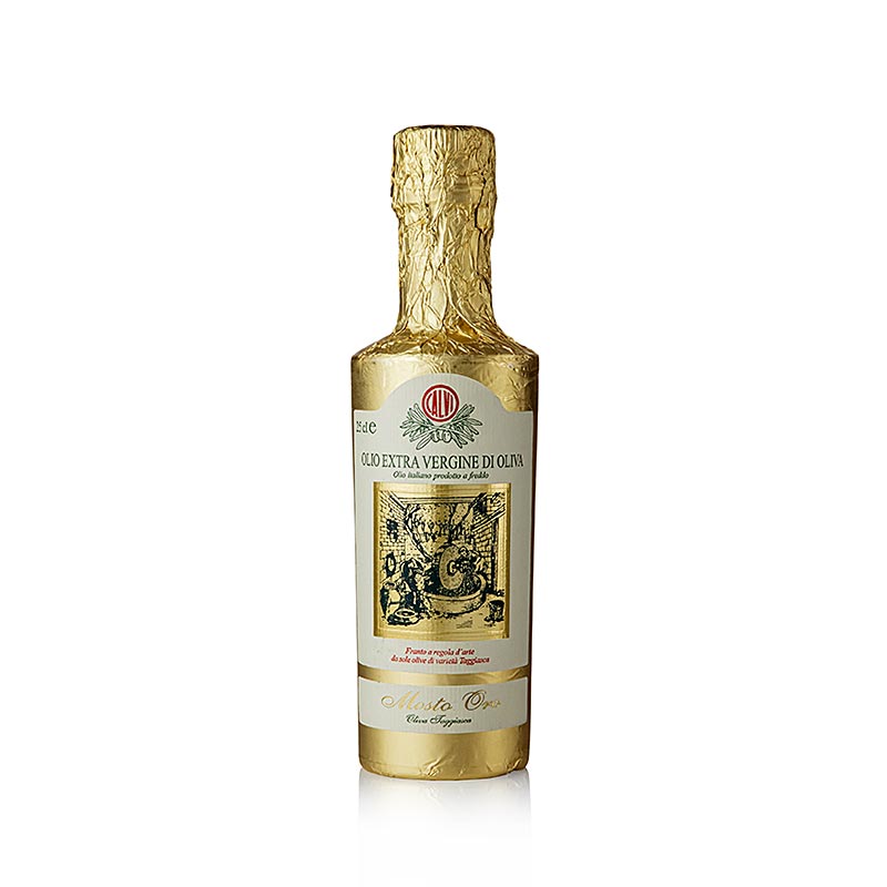 Huile d'olive extra vierge Calvi "Mosto Oro",100% Taggiasca, feuille d'or, Ligurie, 250 ml