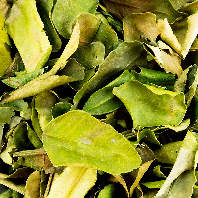Feuilles de citronnier kaffir séchées de COCK pour les plats thaïlandais et d'Asie du Sud-Est Goût unique d'agrumes avec une légère note amère Durable et toujours prêt à l'emploi, contenu : 10 g