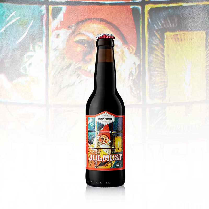 Hammars Julmust - Boisson rafraîchissante au goût de malt, Suède, 330 ml - Boisson de Noël suédoise brun foncé au corps malté, caramel brûlé et épices de Noël