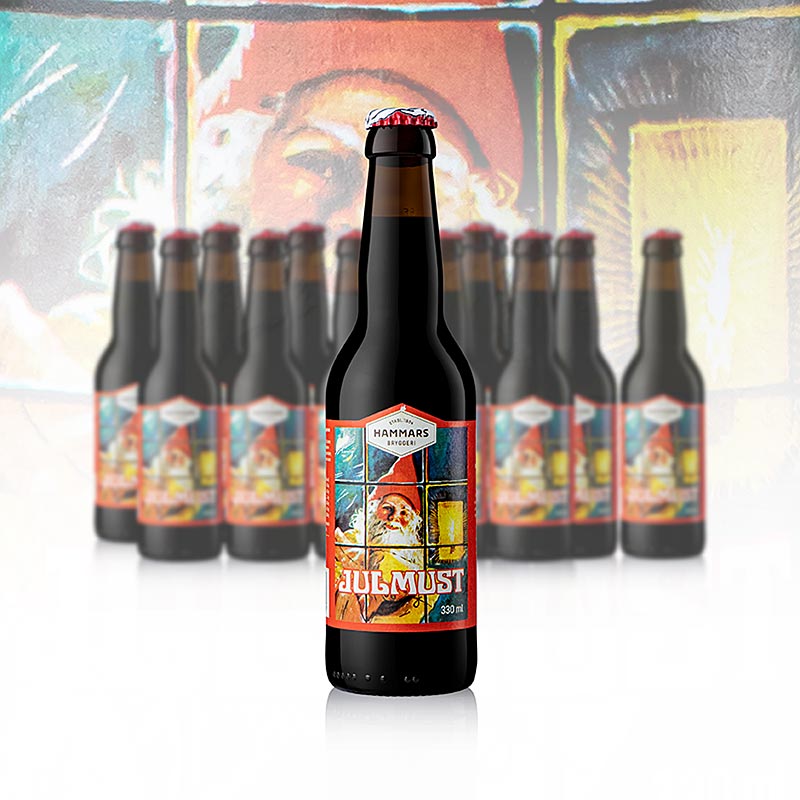 Hammars Julmust - Boisson rafraîchissante au goût de malt, Suède, 4,62 l, 14 x 330ml