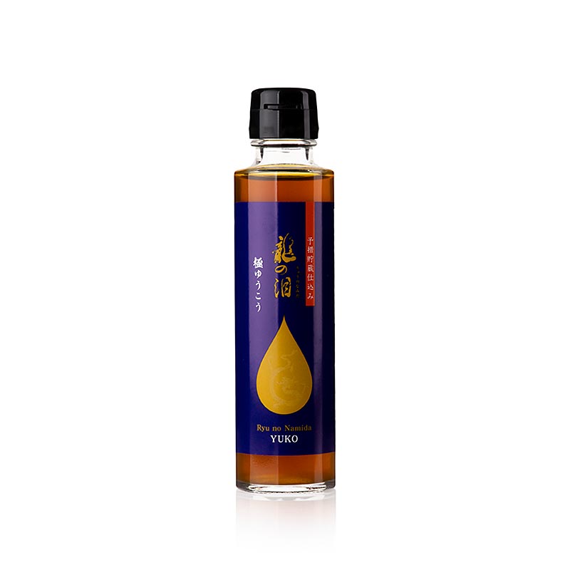 Ryu no Namida - Larmes du dragon, Yuko Ponzu, Kappoutoshi, Japon, 150 ml - Une élégante bouteille de 150 ml contenant une sauce spéciale exclusive Yuko Ponzu, préparée selon une recette japonaise traditionnelle et avec un équilibre parfait d'agrumes et de sauce soja, polyvalente et incontournable pour les amateurs de cuisine japonaise.