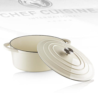 Cocotte ovale, avec couvercle, beige, fonte/émail, Chef Cuisine, 1 pc