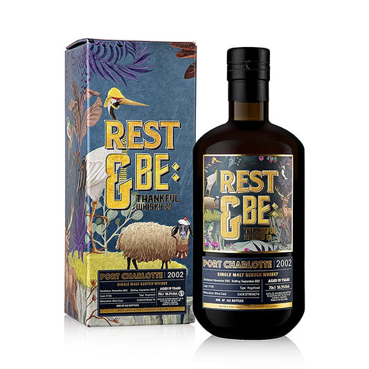 Bouteille de 700 ml de whisky single malt Port Charlotte R&BeT 19 J Wine Hogshead, 56,3 %, Islay, au goût riche et complexe de tourbe, de fruits et d'épices