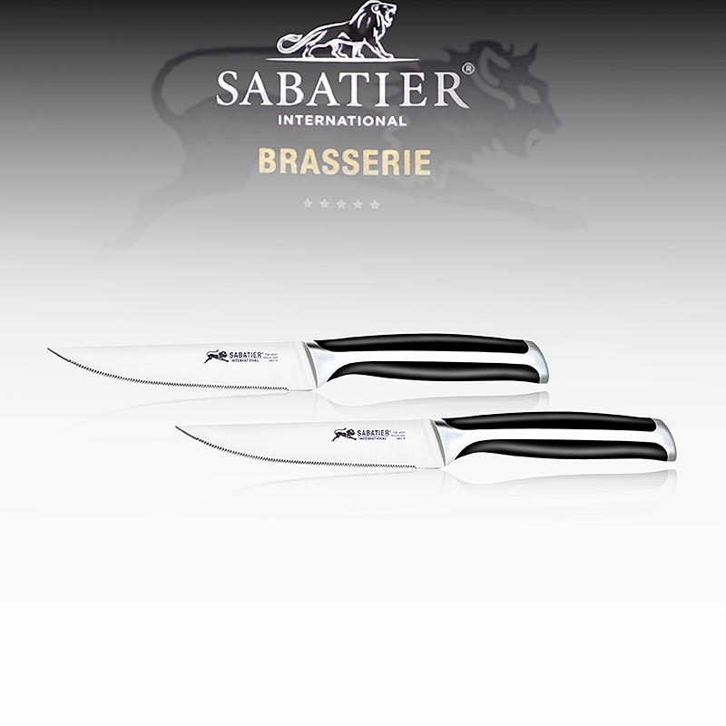 Set de couteaux à steak, 2 pièces, Sabatier International, 2 pcs - set de couteaux à steak de haute qualité en acier inoxydable, idéal pour préparer et servir des steaks juteux, avec des lames tranchantes et des manches ergonomiques