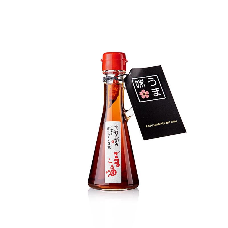 Huile de sésame grillée au piment de Yamada, donne de la profondeur et du piquant aux plats