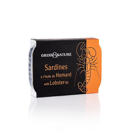 Sardines à l'huile de homard, Groix & Nature, 115 g - Sardines bretonnes de qualité supérieure emballées à la main dans une riche huile de homard, pêchées dans l'Atlantique, un délice pour les gourmets