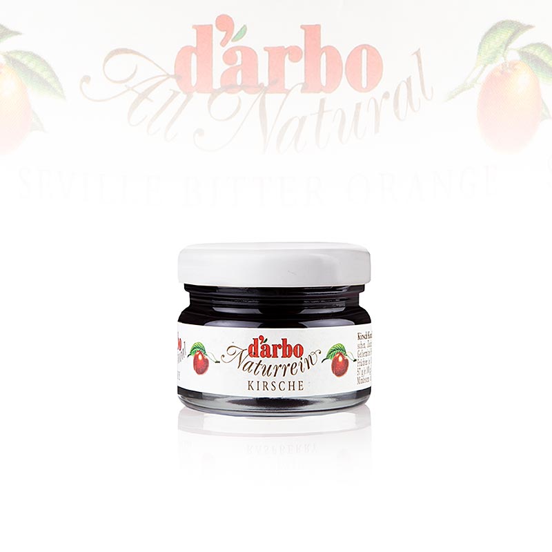Darbo - Confiture de cerises extra, bocaux, 1,68 kg, 60 x 28g - Confiture premium de cerises soigneusement sélectionnées, parfaite pour le petit-déjeuner et les desserts, en bocaux pratiques de 28 g pour la maison et la restauration