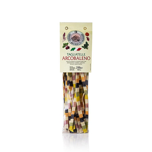 Tagliatelle Arcobaleno faites à la main par Morelli 1860 dans un emballage élégant de 250 grammes