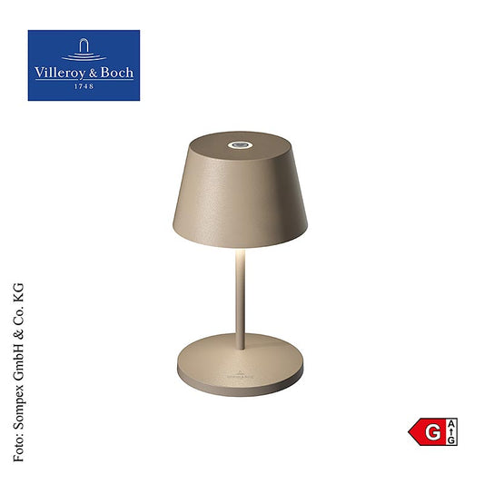 Lampe de table SEOUL 20 en aluminium couleur sable, 20x11cm, sans fil et rechargeable, convient pour l'intérieur et l'extérieur