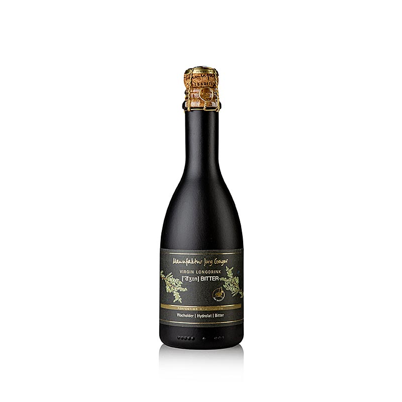 Manufaktur Jörg Geiger [d??n] Bitter Hydrolat, sans alcool, BIO, 375 ml - Photo produit de l'élégante bouteille de 375 ml d'hydrolat bio sans alcool, utilisable de multiples façons en cuisine et pour la préparation de cocktails Découvrez son goût raffiné !