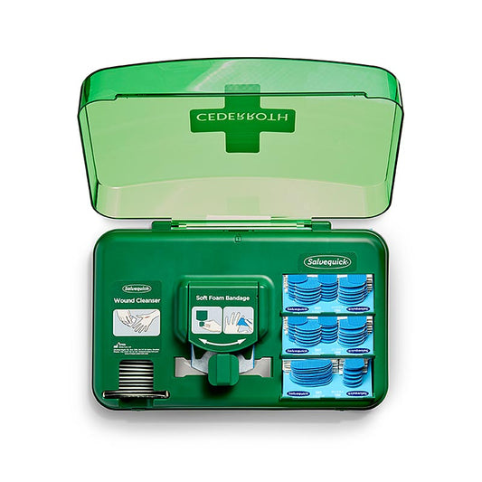 Distributeur de pansements bleu de Cederroth, station de pansements pratique pour la trousse de premiers secours