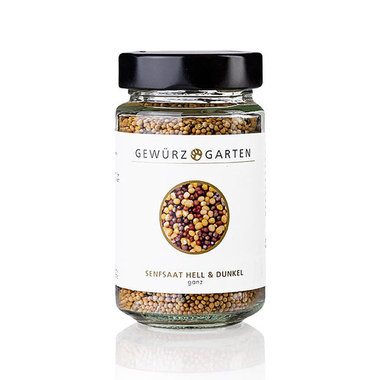 Graines de moutarde claire et foncée de Gewürzgarten, paquet de 160 g, idéal pour affiner les marinades et les vinaigrettes ou pour fabriquer sa propre moutarde Découvrez la polyvalence de ces graines de moutarde de qualité supérieure pour des créations culinaires