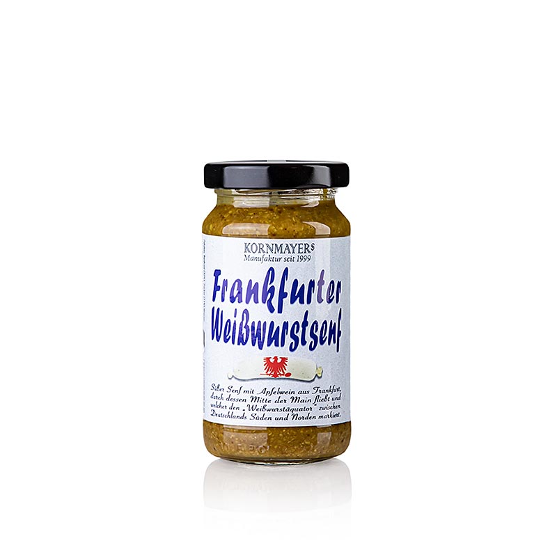 Moutarde pour saucisses blanches de Francfort au cidre de Kornmayer, boîte de 210 ml, parfaite pour les saucisses et pour affiner les sauces Découvrez une expérience gustative unique !