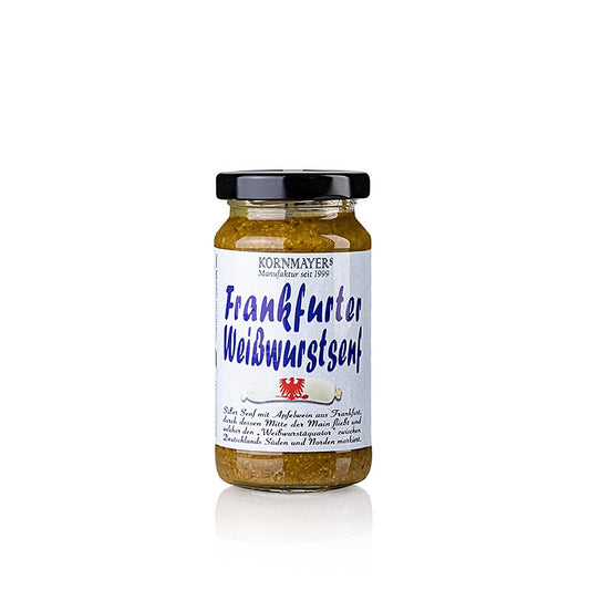 Moutarde pour saucisses blanches de Francfort au cidre de Kornmayer, boîte de 210 ml, parfaite pour les saucisses et pour affiner les sauces Découvrez une expérience gustative unique !