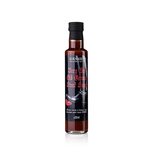 Kornmayer Steak Sauce, produit allemand authentique, parfait pour les steaks et les rôtis de longe, goût riche et corsé, recette traditionnelle, ingrédients soigneusement sélectionnés, contenance 250 ml