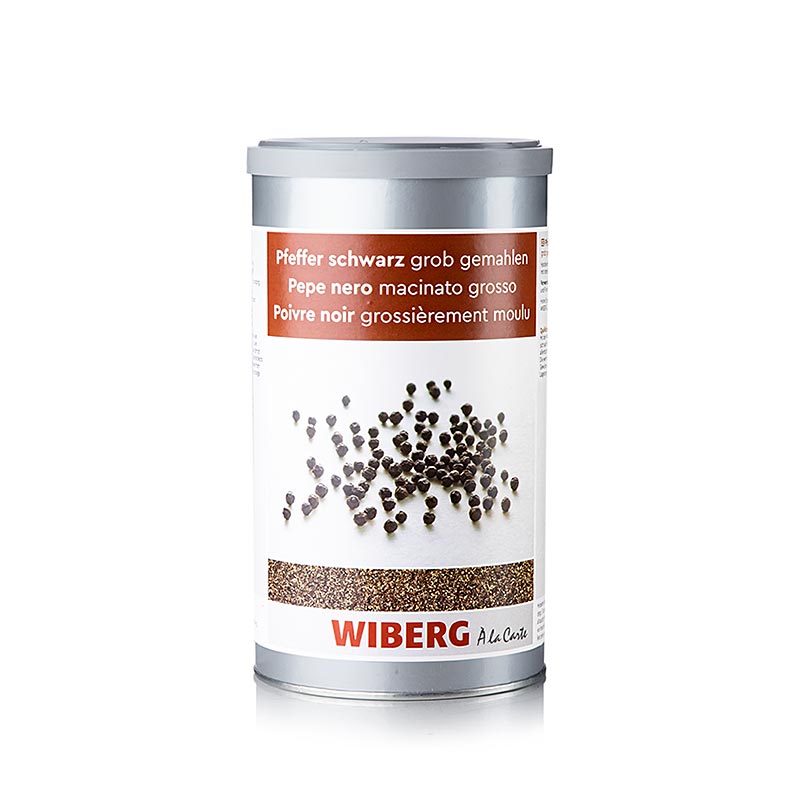 Poivre noir Wiberg grossièrement moulu dans un emballage généreux de 580 g Idéal pour assaisonner la viande, le poisson, les soupes et les sauces Qualité supérieure pour un goût intense