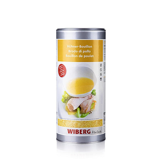 Wiberg Bouillon de poule clair, corsé, pour 45 l, 1 kg - Bouillon clair et corsé pour soupes et sauces, avec des arômes authentiques de poulet, de légumes et d'herbes fines Facile à préparer et en emballage refermable