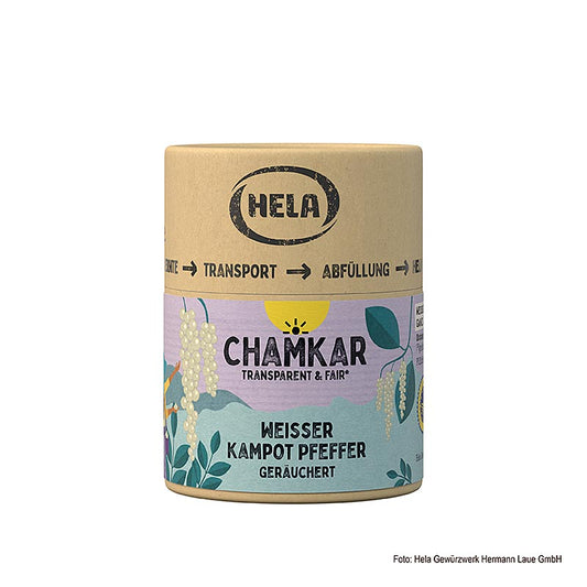 Poivre de Kampot blanc fumé du Cambodge, IG, paquet de 100 g, goût fumé aromatique
