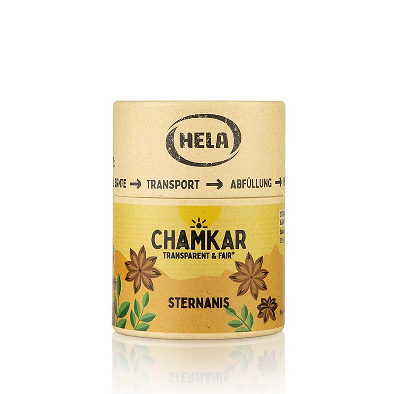 Récipient hermétique de 30 grammes contenant de l'anis étoilé intense de qualité supérieure de HELA Chamkar