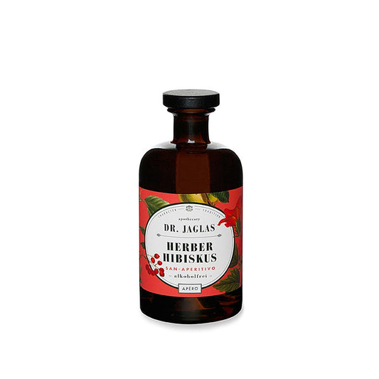 Dr Jaglas - Herb Hibiscus San Aperitivo Apero, sans alcool, VEGAN, 500 ml - Un apéritif rafraîchissant et sain, non alcoolisé, à base de plantes, au goût d'hibiscus, dans une bouteille de 500 ml (English)