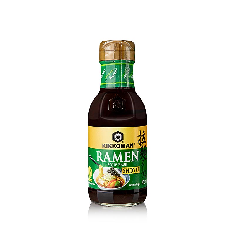 Base de soupe Ramen Shoyu Kikkoman, bouillon végétalien à base de fèves de soja fermentées, idéal pour de délicieux plats Ramen faits maison, 250 ml