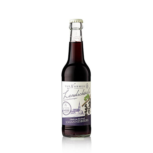 330 ml de Van Nahmen Landschorle Johannisbeere (jus direct) boisson végétalienne dans une bouteille rouge et blanche