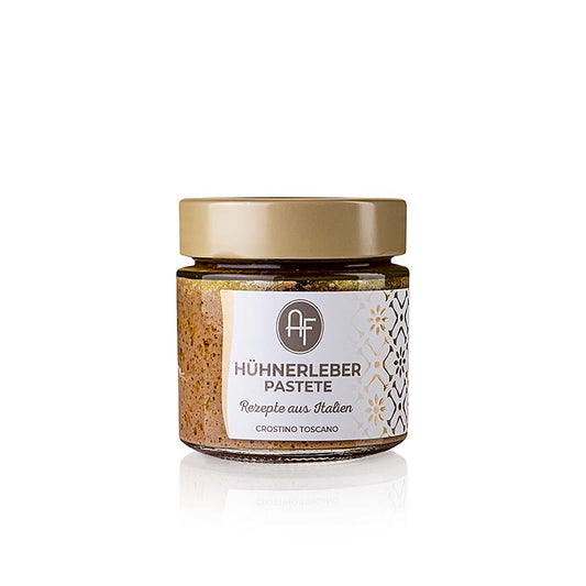 Pâté de foie de volaille Crostino Toscano des Apennins, 200 g - délicieuse délicatesse à la consistance onctueuse et au goût délicat, parfait comme garniture sur des toasts ou du pain frais Le plaisir pour les amateurs de cuisine italienne !