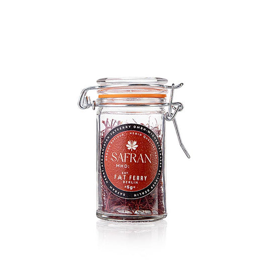 Des filaments de safran de première qualité conditionnés dans une boîte hermétique, parfaits pour agrémenter les plats, au goût riche et à la couleur dorée, ingrédient indispensable pour les cuisiniers passionnés.