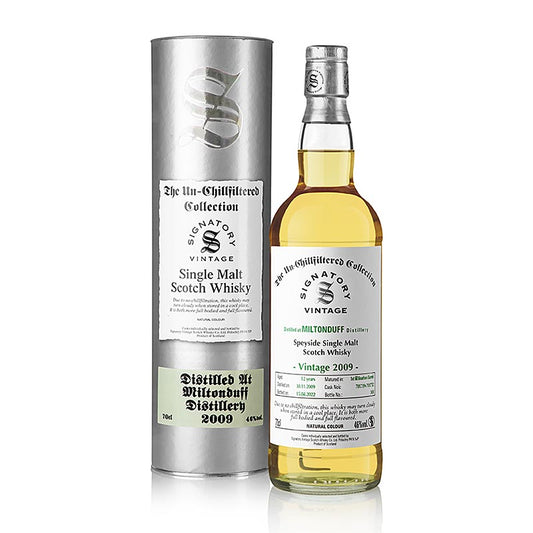 Single Malt Whisky Miltonduff Signatory 2009/2022, 46 % vol, Speyside, 700 ml : Bouteille de whisky single malt écossais de grande qualité, embouteillé en 2022