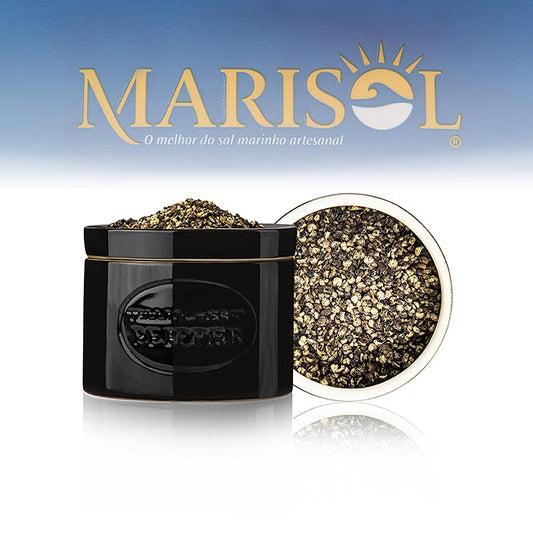 Pot de poivre de table Rond, Poivre de Tellicherry, grossièrement moulu, Marisol, BIO, 70 g