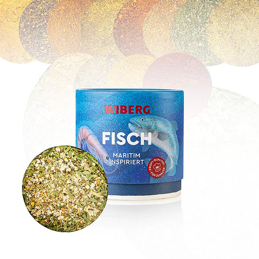 Wiberg Fisch, Maritim inspirierte Würzungsmischung, 110 g - Un mélange délicat d'épices inspiré des saveurs maritimes, parfait pour agrémenter les plats de poisson et de fruits de mer.