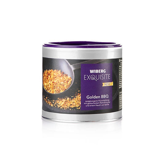 Mélange d'épices Wiberg Golden BBQ avec sucre de canne fumé, 320 g, idéal pour affiner la viande, le poisson et les légumes sur le gril et à la poêle