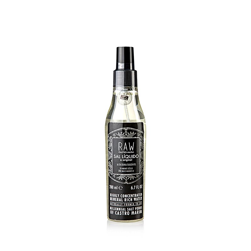 Sal Liquido, Eau riche en minéraux et en sel (spray salin), Spray, RAW, 200 ml - Une manière unique d'assaisonner les plats et de leur donner une touche marine, fabriquée à partir d'une eau riche en minéraux