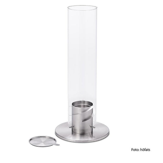 Feu de table SPIN 120 en argent, élégante vasque à feu et torche de jardin en acier inoxydable de qualité supérieure Crée une atmosphère chaleureuse et accueillante dans le jardin ou sur la terrasse