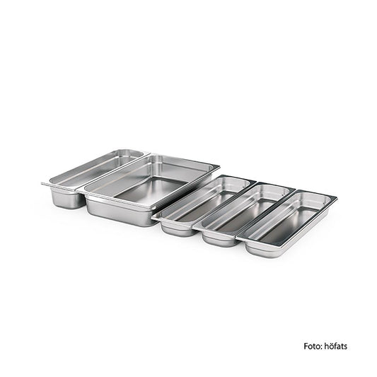 Höfats FIRE KITCHEN Set de récipients en acier inoxydable, 5 pcs, GN 1 pc - Récipients empilables et lavables au lave-vaisselle en acier inoxydable robuste pour la préparation et la présentation des aliments dans la cuisine