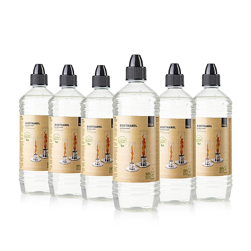 Höfats gel combustible, bioéthanol, 6 litres, propre et efficace pour la cheminée de jardin ou le poêle, fabriqué à partir de matières premières renouvelables, sans fumée, odeur ou étincelles, expérience de feu confortable et écologique