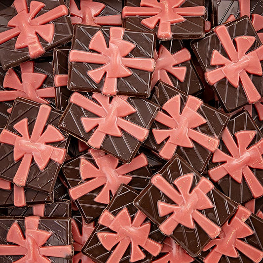 Boucles de chocolat rouge de Dobla, idéales pour décorer les pâtisseries, les gâteaux et les desserts 250 pièces, 30x36 mm, 620 g