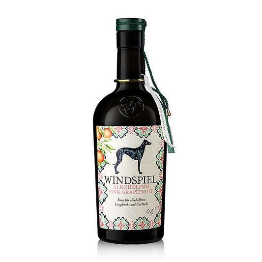 Une bouteille de 500 ml de Windspiel sans alcool PINK GRAPEFRUIT avec du gin rafraîchissant et sans alcool, parfait pour les cocktails d'été et les soirées de détente.