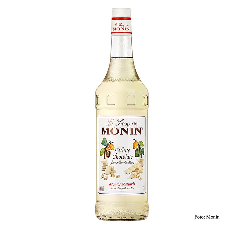 Sirop de chocolat blanc Monin 1:8, 1 l - Sirop de haute qualité pour les boissons chaudes, les desserts et les gâteaux, au goût riche et crémeux de chocolat blanc, suffisant pour jusqu'à 80 portions