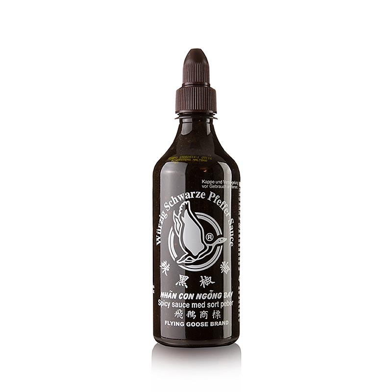 Sauce au poivre noir, à base de sauce soja, Flying Goose, 455 ml - Délicieuse sauce aux multiples usages pour la viande, les légumes et les pâtes, au goût authentique et au poivre noir intense, disponible en Suisse