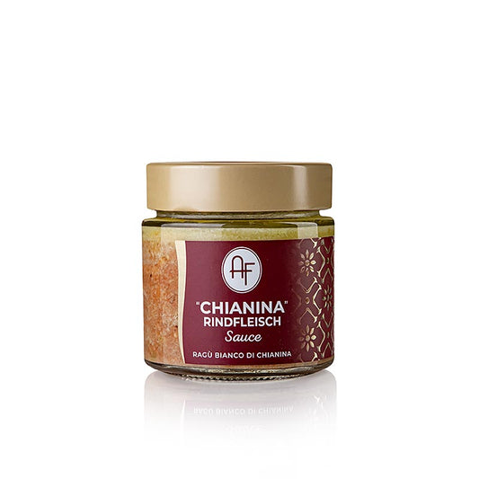 Ragù de vaches blanches Chianina, Appennino, 200 g - Ragù italien de haute qualité à base de viande de bœuf Chianina, sans additifs ni conservateurs Produit traditionnellement selon une recette italienne, parfait pour les grandes occasions