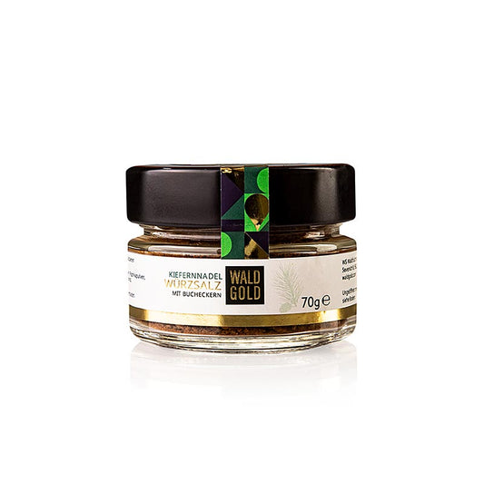 Sel d'assaisonnement aux aiguilles de pin et aux faînes, 70g de Waldgold, affine les plats avec un goût unique issu de la nature, idéal pour assaisonner et affiner les plats