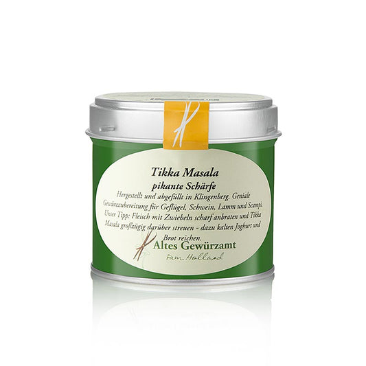 Préparation d'épices Tikka Masala (piquante), Altes Gewürzamt, 85 g - Mélange piquant de coriandre, de cumin et de piment pour des currys indiens authentiques Convient pour la viande, les légumes et les plats végétariens