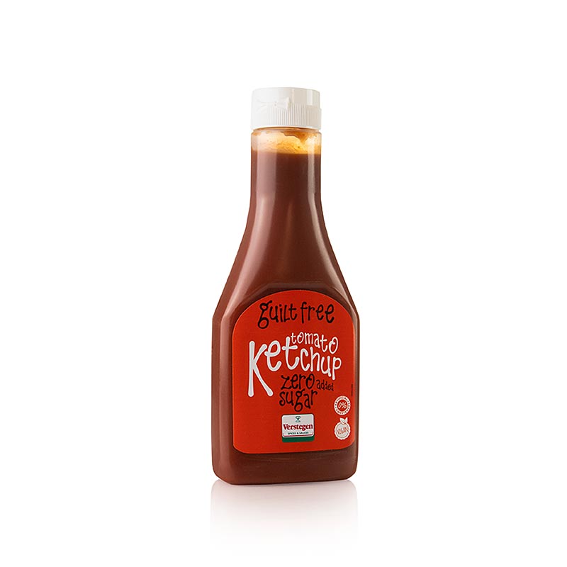 Image SEO-friendly avec le produit Guilt Free Tomato Ketchup Zero, Ketchup sans sucre ajouté, Verstegen, 285 ml - Idéal pour les diabétiques et les personnes soucieuses de leur santé, moins de calories, parfait pour les enfants