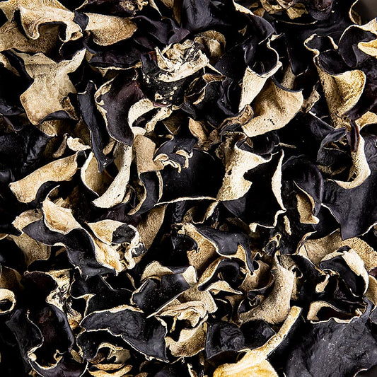 Champignons Mu Err séchés, également connus sous le nom de champignons à oreilles de bois, emballés dans un sachet pratique de 100 g