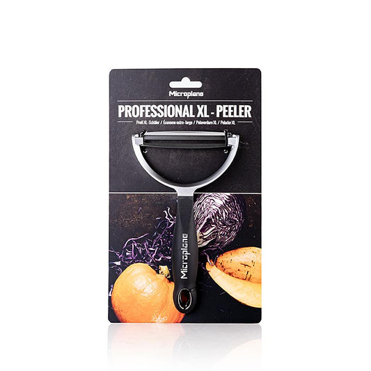 Éplucheur avec lames en acier inoxydable tranchantes comme des rasoirs et poignée ergonomique pour éplucher sans effort les fruits et les légumes. Passe au lave-vaisselle Dimensions : 15 x 8,5 x 2 cm