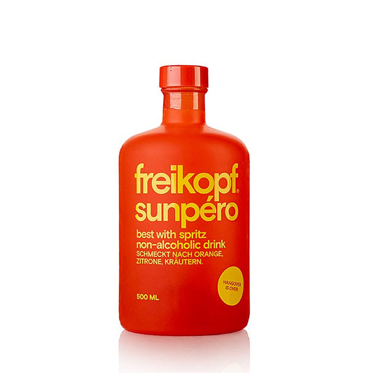 Freikopf - sunpero best with spritz, sans alcool, 500 ml - une délicieuse alternative sans alcool à l'apéritif italien classique, conditionnée dans une élégante bouteille de 500 ml, parfaite pour un cocktail estival sans alcool