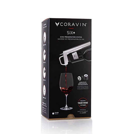 Coravin Wine Access System - Timeless SIX + Système de conservation du vin, avec accessoires, argent, 11 pièces - Un système d'accès au vin révolutionnaire qui permet de conserver la fraîcheur du vin et évite d'enlever le bouchon