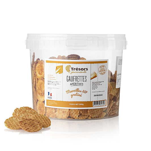 Delicious Barsnack Trésors Mini gaufres françaises au fromage Maroilles, 800g, parfaites pour le snacking et le divertissement des invités