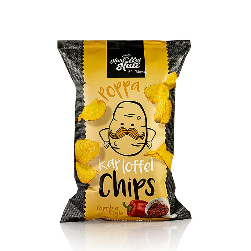 Kartoffelkult - Chips de pommes de terre au paprika, 100 g - Chips croustillantes de pommes de terre soigneusement sélectionnées, finement épicées au paprika aromatique, sans additifs artificiels, à acheter en Suisse